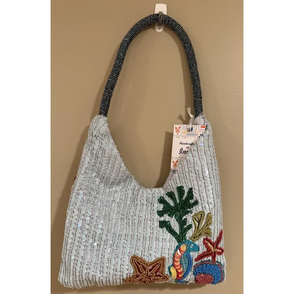New Release Handcrafted‎ in India Ocean Sea Creatures Beaded Bag Hobo TikTok